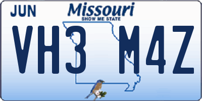 MO license plate VH3M4Z