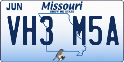 MO license plate VH3M5A