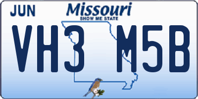 MO license plate VH3M5B