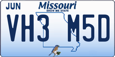 MO license plate VH3M5D