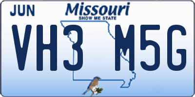MO license plate VH3M5G