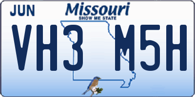 MO license plate VH3M5H
