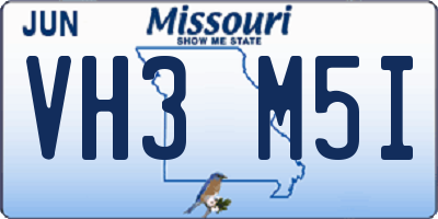 MO license plate VH3M5I