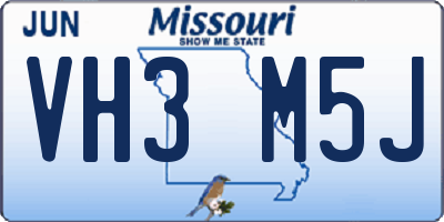 MO license plate VH3M5J