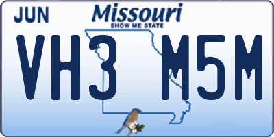 MO license plate VH3M5M