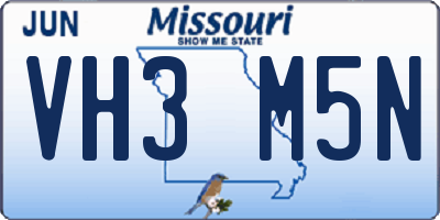 MO license plate VH3M5N
