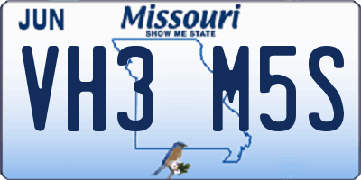 MO license plate VH3M5S