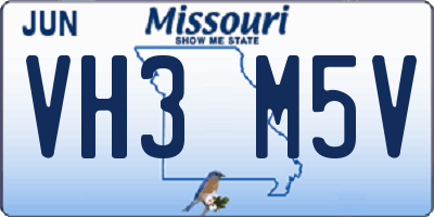 MO license plate VH3M5V