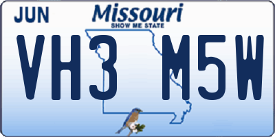 MO license plate VH3M5W
