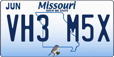 MO license plate VH3M5X