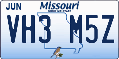 MO license plate VH3M5Z