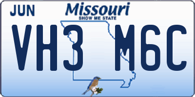 MO license plate VH3M6C