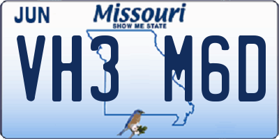 MO license plate VH3M6D
