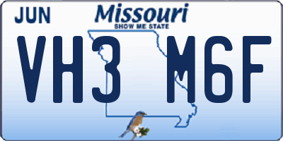 MO license plate VH3M6F