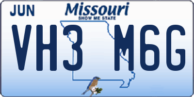 MO license plate VH3M6G