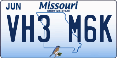 MO license plate VH3M6K