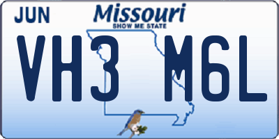 MO license plate VH3M6L