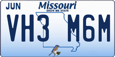 MO license plate VH3M6M