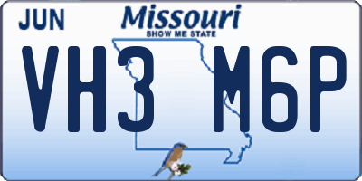 MO license plate VH3M6P