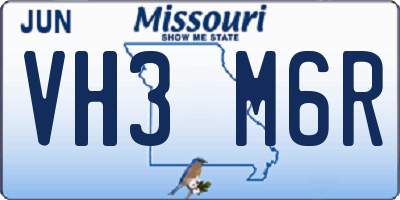 MO license plate VH3M6R