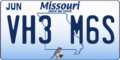 MO license plate VH3M6S