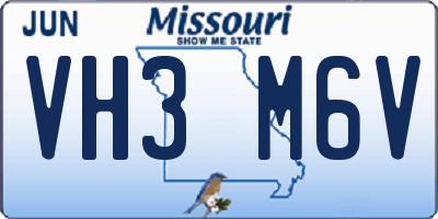 MO license plate VH3M6V