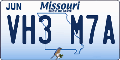 MO license plate VH3M7A