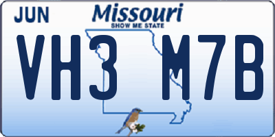 MO license plate VH3M7B