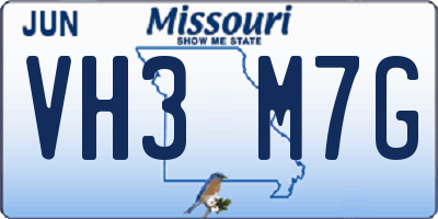 MO license plate VH3M7G
