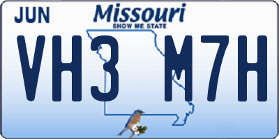 MO license plate VH3M7H