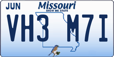 MO license plate VH3M7I