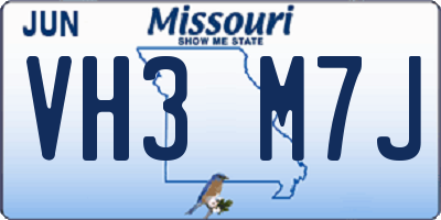 MO license plate VH3M7J