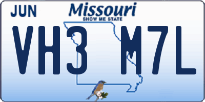 MO license plate VH3M7L