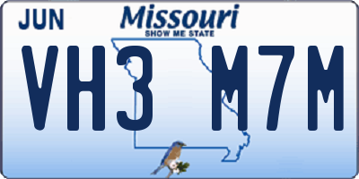 MO license plate VH3M7M