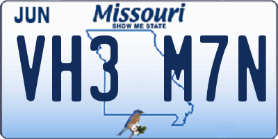 MO license plate VH3M7N