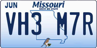 MO license plate VH3M7R