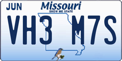 MO license plate VH3M7S