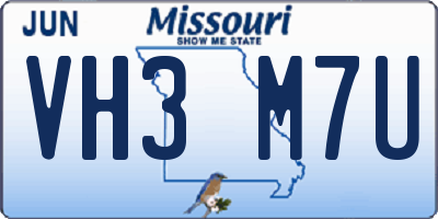 MO license plate VH3M7U