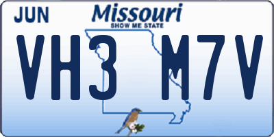 MO license plate VH3M7V