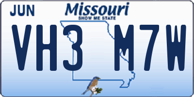 MO license plate VH3M7W