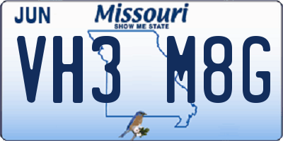 MO license plate VH3M8G