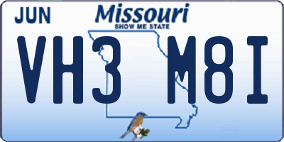 MO license plate VH3M8I