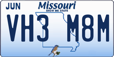 MO license plate VH3M8M
