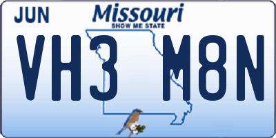 MO license plate VH3M8N
