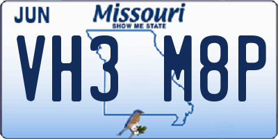MO license plate VH3M8P