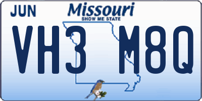 MO license plate VH3M8Q