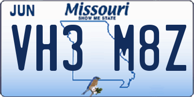 MO license plate VH3M8Z