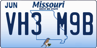 MO license plate VH3M9B