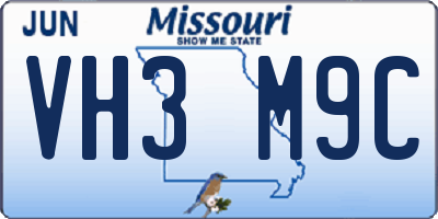 MO license plate VH3M9C