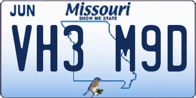 MO license plate VH3M9D
